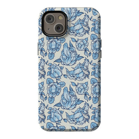 Floral Penis Pattern Blue Phone Case